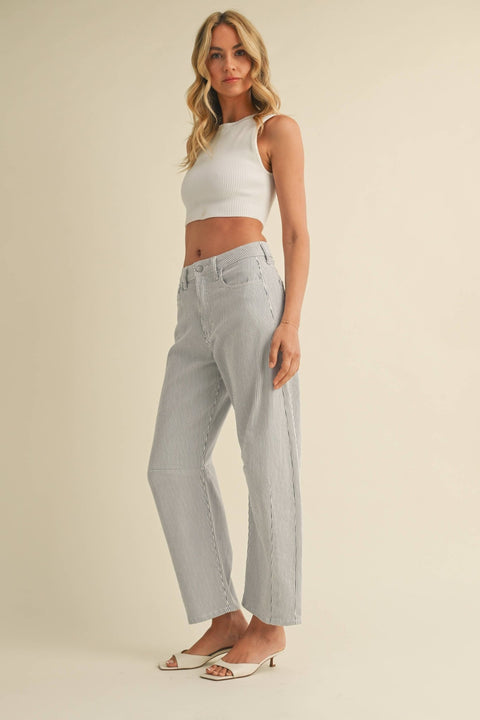 Hadley Stripe Barrel Jeans - ascot + hart