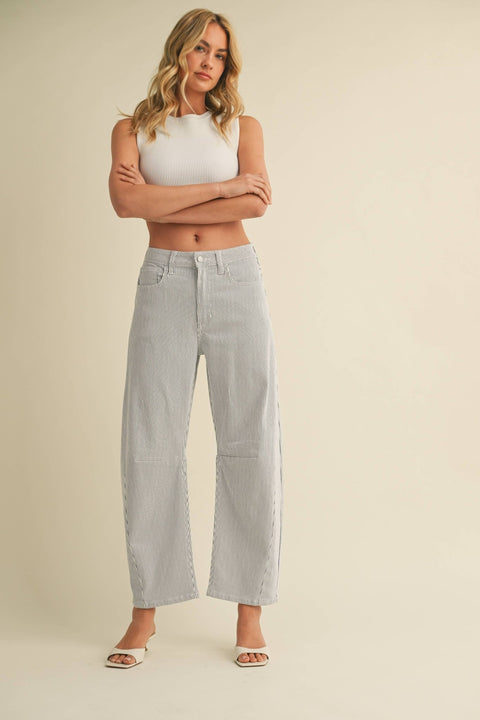 Hadley Stripe Barrel Jeans - ascot + hart
