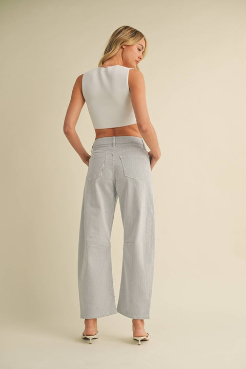 Hadley Stripe Barrel Jeans - ascot + hart