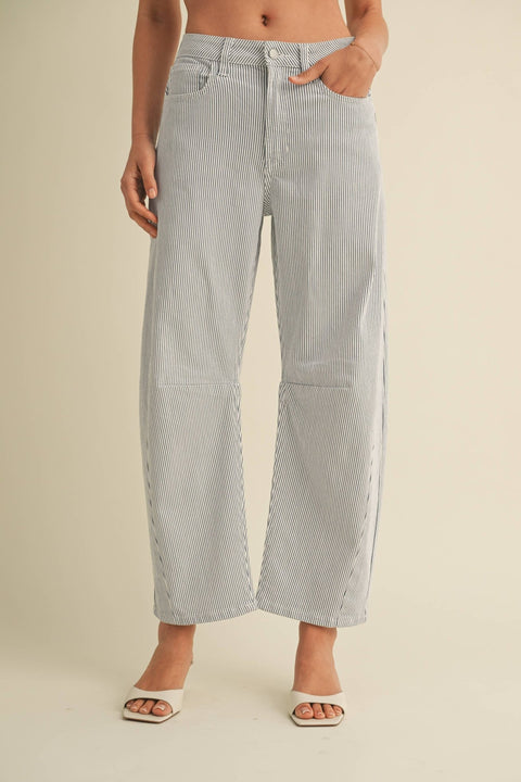 Hadley Stripe Barrel Jeans - ascot + hart