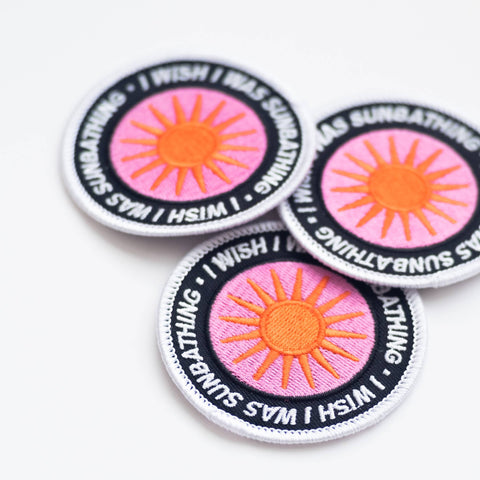 I Wish I Was Sunbathing Embroidered Iron on Patch - ascot + hart