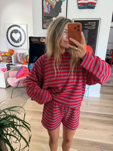 Jaime Striped Terry Pullover - ascot + hart