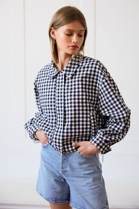 Juliette Gingham Zip Jacket - ascot + hart