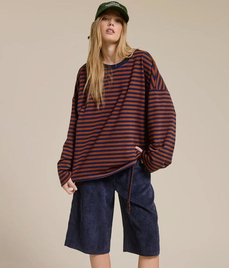 Kendra Terry Striped Long Sleeve - ascot + hart