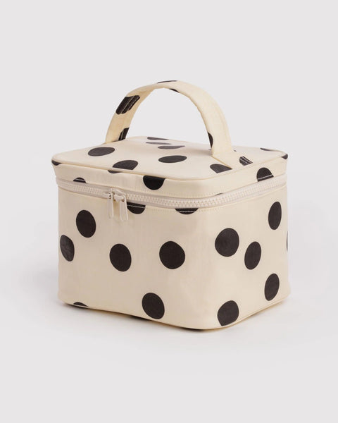 Large Cosmetic Case - Cream and Black Polka Dot - ascot + hart