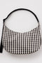 Large Nylon Crescent Bag - Black and Cream Gingham w/ Key Leash - ascot + hart