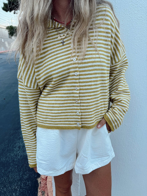 Leighton Striped Cardigan - ascot + hart