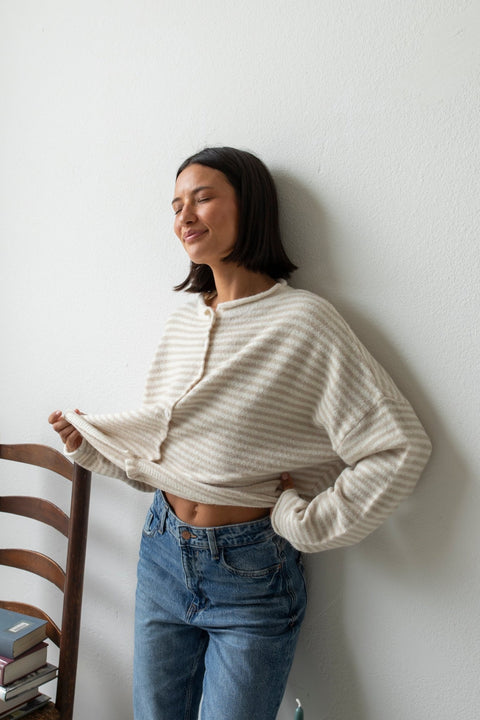 Leighton Striped Cardigan - ascot + hart