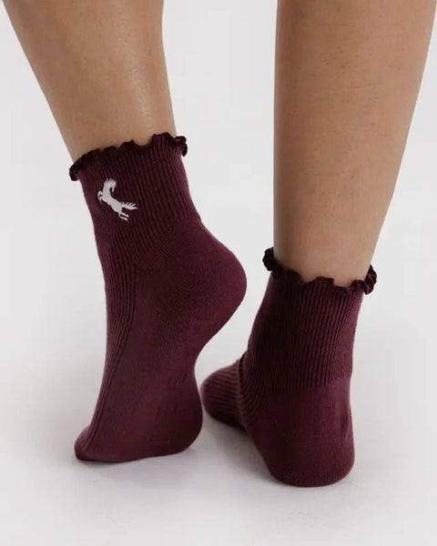 Lettuce Edge Sock Set of 2 - Mahogany & Navy Icons - ascot + hart