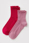 Lettuce Edge Sock Set of 2 - Wild Plum & Cherry - ascot + hart