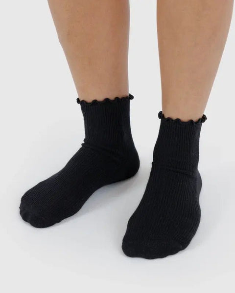 Lettuce Edge Socks (Set of 2) - Heather Grey & Black - ascot + hart