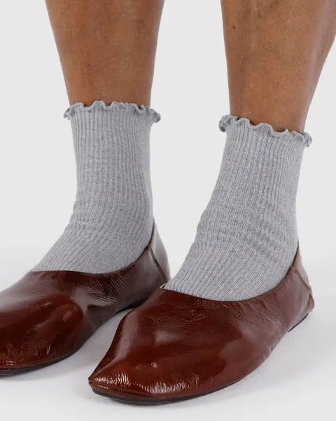 Lettuce Edge Socks (Set of 2) - Heather Grey & Black - ascot + hart
