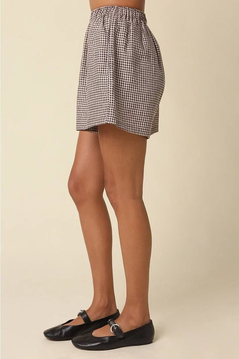 Luna Gingham Linen Shorts - ascot + hart