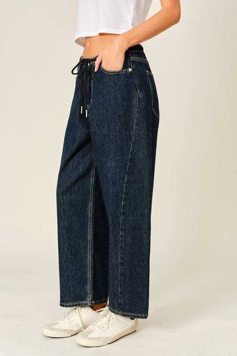 Maddie Drawstring Barrel Jeans - ascot + hart