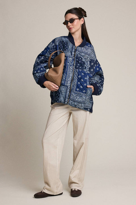 Mazy Bandana Quilted Bomber Jacket - ascot + hart