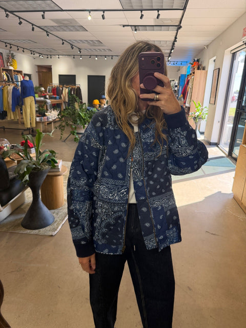 Mazy Bandana Quilted Bomber Jacket - ascot + hart