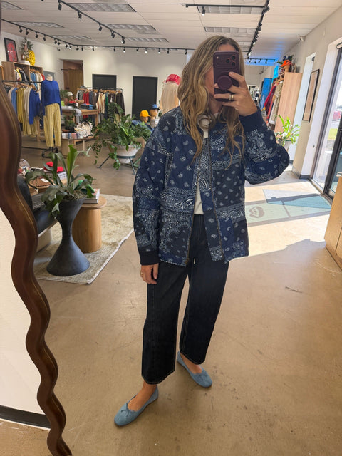 Mazy Bandana Quilted Bomber Jacket - ascot + hart