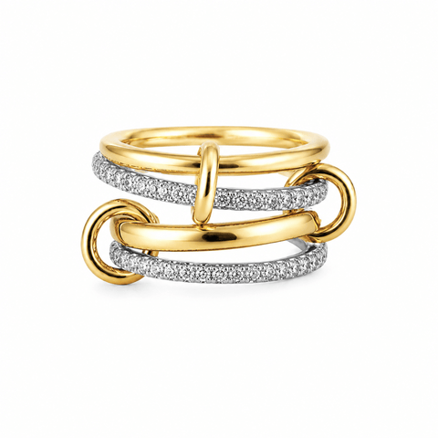 Mina Two Tone Pave Stacked Ring - ascot + hart