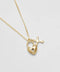 Mini Gold Heart Lock and Cross Charm Necklace - ascot + hart