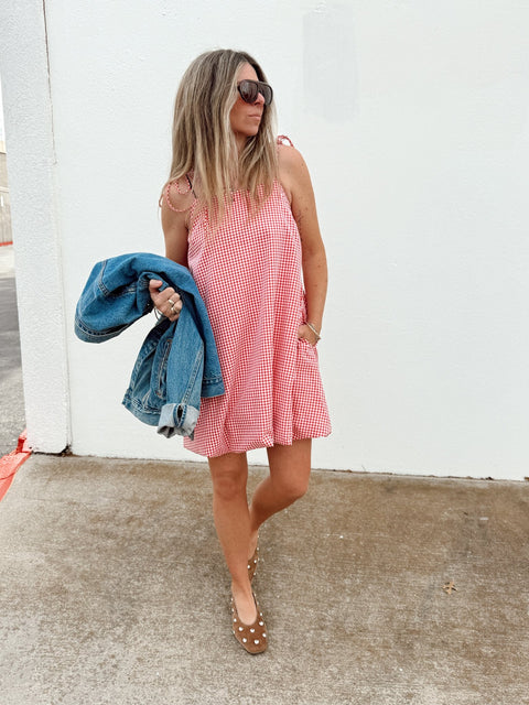 Nora Gingham Bubble Mini Dress - ascot + hart
