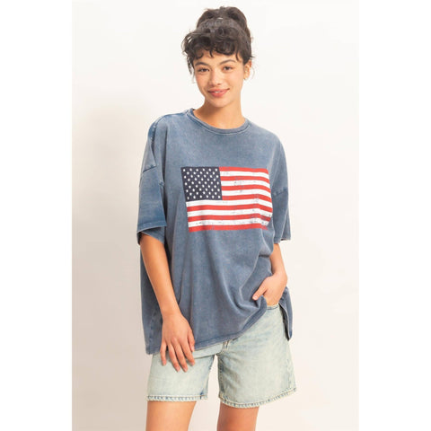 Oversized USA Flag Tee - ascot + hart