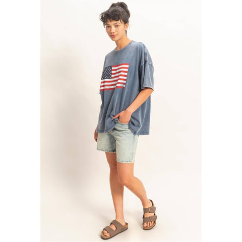Oversized USA Flag Tee - ascot + hart