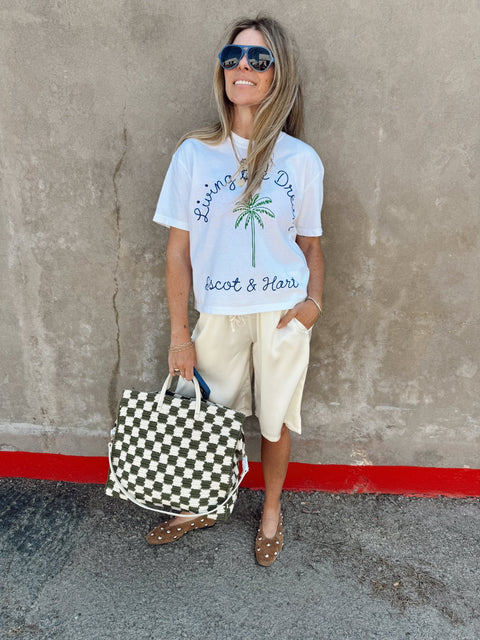 Palm Tree Living The Dream Crop Tee - ascot + hart
