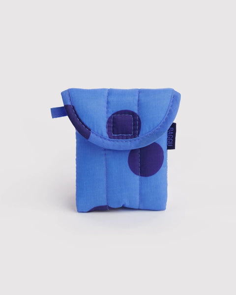 Puffy Earbuds Case - Blue Polka Dot - ascot + hart