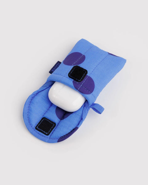 Puffy Earbuds Case - Blue Polka Dot - ascot + hart