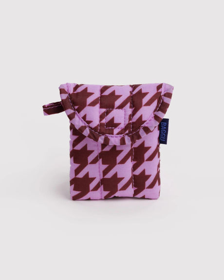 Puffy Earbuds Case - Pink Houndstooth - ascot + hart