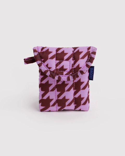 Puffy Earbuds Case - Pink Houndstooth - ascot + hart