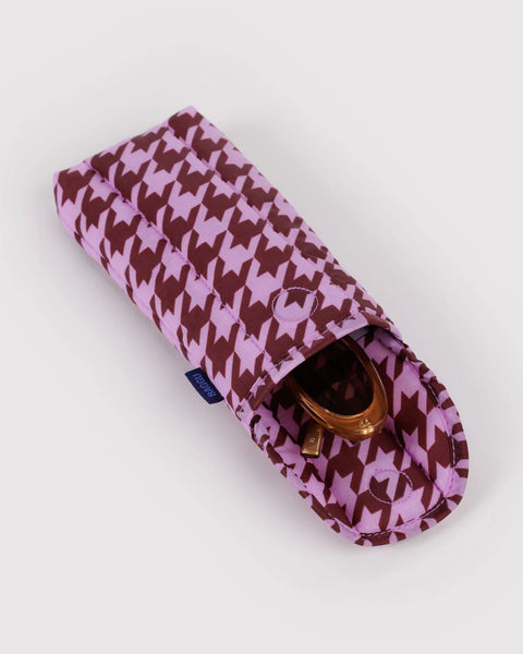 Puffy Glasses Sleeve - Pink Houndstooth - ascot + hart