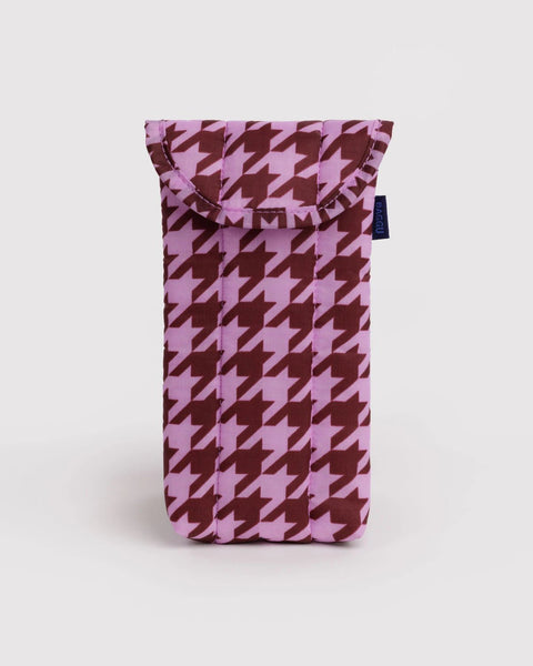 Puffy Glasses Sleeve - Pink Houndstooth - ascot + hart
