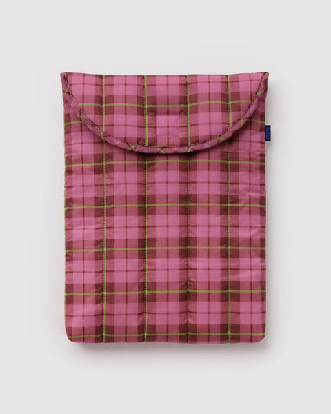Puffy Laptop Sleeve 13"/14" - Azalea Pink Tartan - ascot + hart