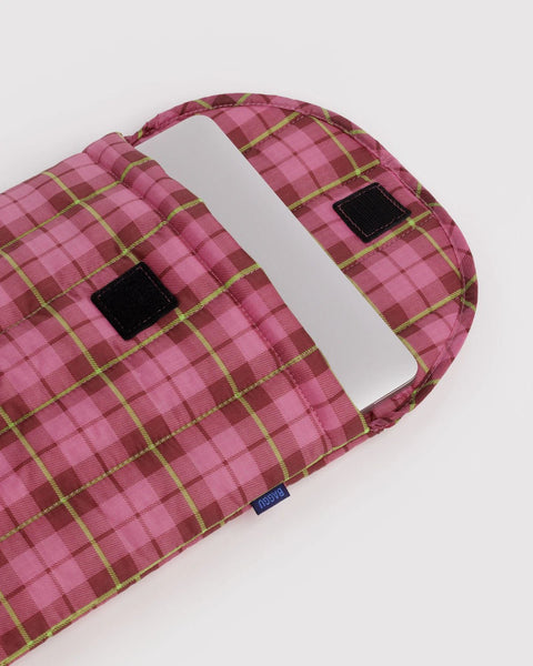 Puffy Laptop Sleeve 13"/14" - Azalea Pink Tartan - ascot + hart