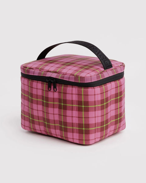 Puffy Lunch Bag - Azalea Pink Tartan - ascot + hart