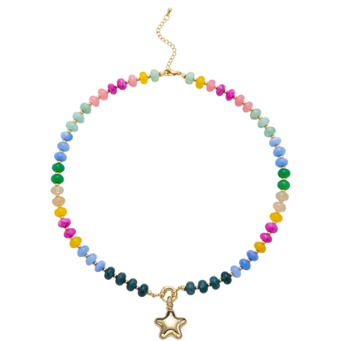 Puffy Star Gemstone Necklace - ascot + hart
