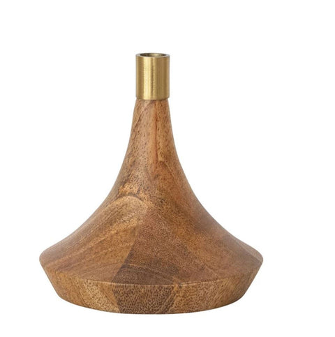 Retro Mango Wood & Metal Taper Holder - ascot + hart