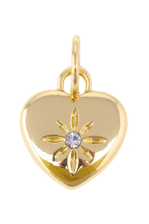 Rhinestone Puffed Heart Charm - ascot + hart