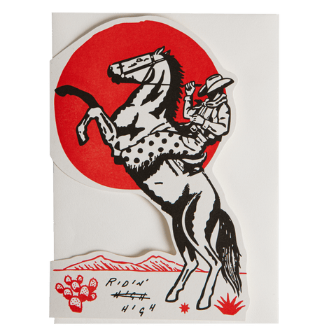 Ridin' High Cowboy Cut-Out Greeting Card - ascot + hart