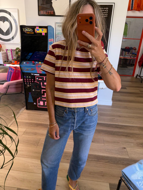 Sadie Striped Crop Tee - ascot + hart