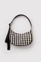 Small Nylon Crescent Bag - Black and Cream Gingham - ascot + hart