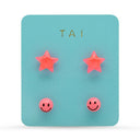 Star and Smiley Face Studs (Set of 2) - ascot + hart