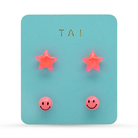 Star and Smiley Face Studs (Set of 2) - ascot + hart