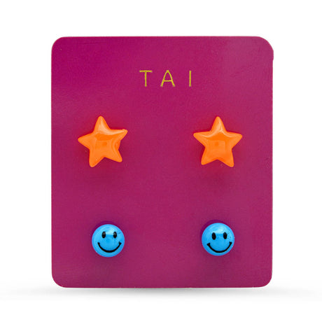 Star and Smiley Face Studs (Set of 2) - ascot + hart