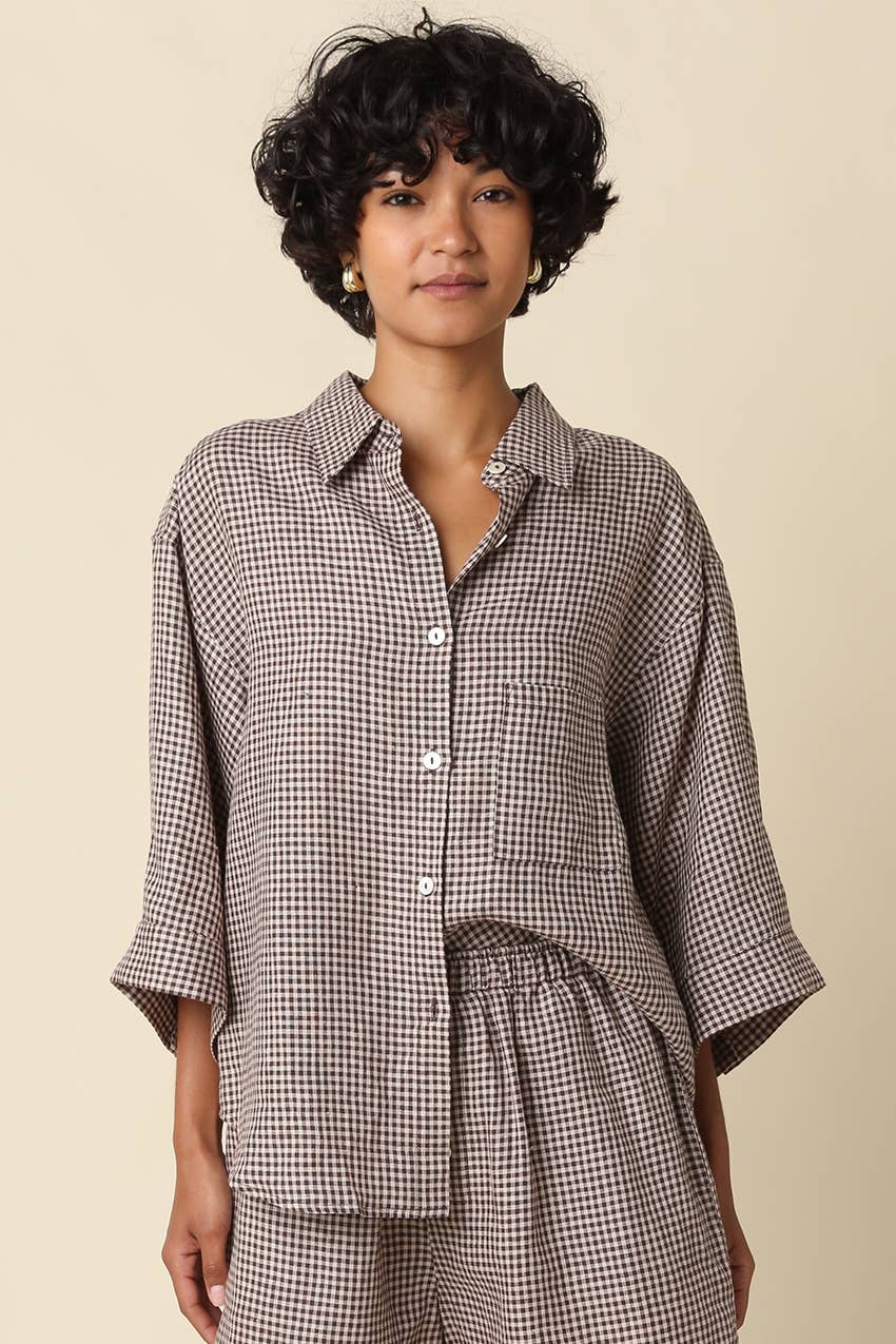 Stella Gingham Linen Shirt – ascot + hart