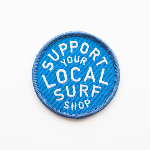 Support Your Local Surf Shop Iron on Patch - Blue & White - ascot + hart