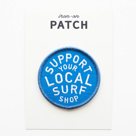 Support Your Local Surf Shop Iron on Patch - Blue & White - ascot + hart