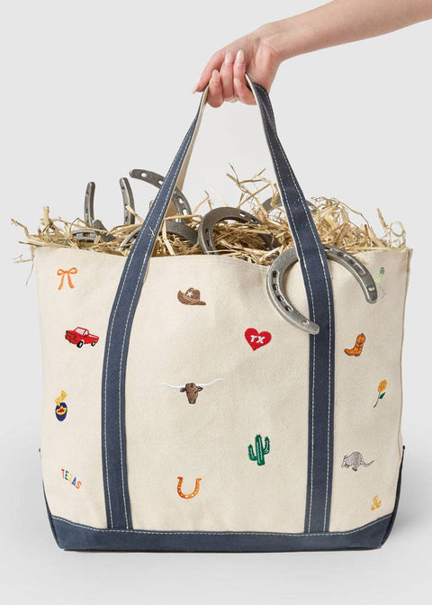 Texas Icons Embroidered Tote Bag - ascot + hart
