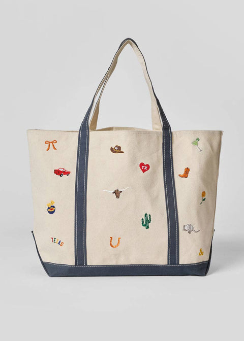 Texas Icons Embroidered Tote Bag - ascot + hart